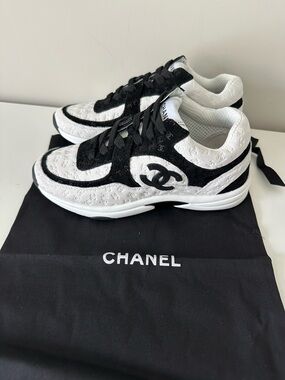 CHANEL Black and White Sneakers